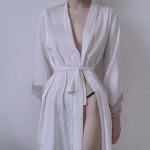 Sexy suspender nightdress underwear thin white summer ice lace seductive bathrobe sexy private room