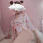 Sexy little cute pink fruit kimono Japanese soft cute girl sleeping dress underwear role