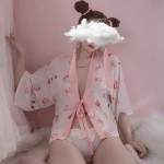 Sexy little cute pink fruit kimono Japanese soft cute girl sleeping dress underwear role