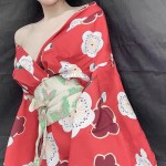 Japanese printed long kimono Pajama girl's private room underwear sexy nightdress