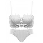 Strapless, antiskid, white, rimless underwear suit, sexy, gathered, adjustable bra, small bra, strapless, strapless