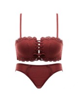 Pull B four corner cup no steel ring underwear women's feeling confused gather adjustable bra underpants a set of thin small chest