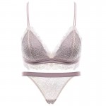 Ultra thin Lace French bra underwear women's large breasts show small no steel ring sex confused triangle cup gather small bra suit