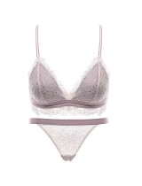 Ultra thin Lace French bra underwear women's large breasts show small no steel ring sex confused triangle cup gather small bra suit