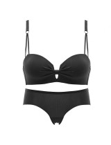 Black underwear, no steel ring, small chest, large flat chest, special assembling and adjusting bra, sexy underwear, a set